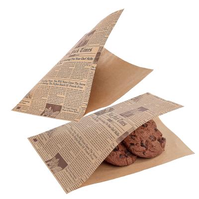 China Disposable Eco Friendly Dessert Food Grade Donut Packaging Greaseproof Paper Bags Small With Big Opening for sale