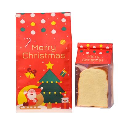 China Disposable In Stock Custom Printed Heat Seal Christmas Bread Wrapper Wire Bordered Toast Wrapping Bag With Clear Window for sale