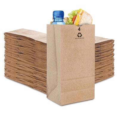 China Brown Packaging Disposable Multi-Purpose Use Lunch Storage Small Grocery Packing Paper Tote Bag No Handle for sale