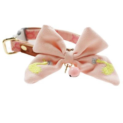 China Personalized Wholesale New Style New Product INS Style Thorn Show Teddy Corgi Collar Bell Bow Pet Collar Pink Pet Collar for sale