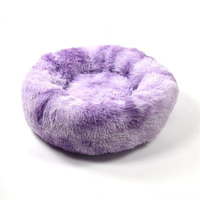 China Manufacturers wholesale autumn and winter thickened plush round pet bed cushion deep sleep medium and small heating kennel for sale