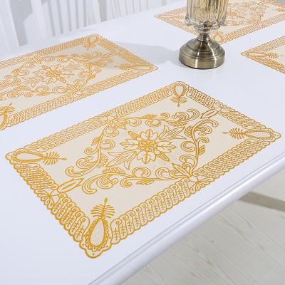 China 2021 products hot luxury woven table place mat PVC place mat embroidery woven place mat for wedding 45*30cm for sale