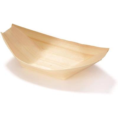 China Environmental Friendly and Biodegradable Waterproof Bamboo Disposable Sushiboat Wooden Birch Boat Disposable Sushi Plates Sushi Boat for sale