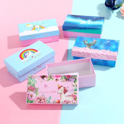 China Recycled Materials 2 Single Pieces Set Up Small Rigid Paper Cardboard Printed Packaging Kids Playing Board Game Custom Gift Card Box for sale