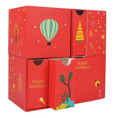 China Recycled Materials Best Value Christmas Custom Beauty Moving Person Cosmetic Advent Calendar Packaging Cardboard Paper Gift Box for sale