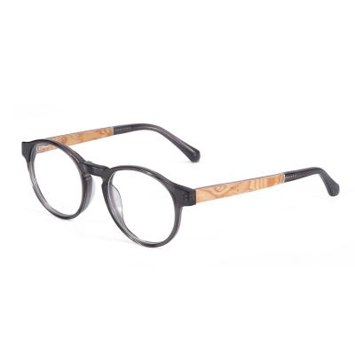 China For Myopia Wooden Round Shape Reading Glass New Optical Glasses Sight Acetate Frames With Clear Glass Sight Glass for sale