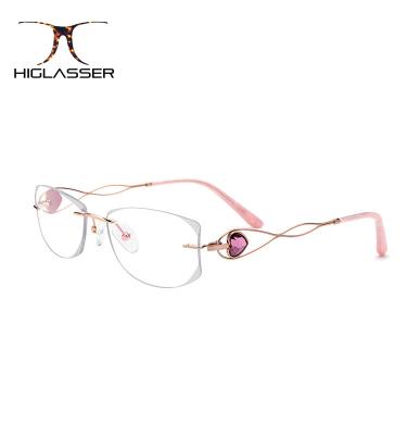 China HG1139 Luxury High Quality Italian Slim Optical Glasses With Pink Diamond Frame for sale