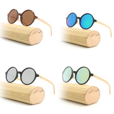 China 2021 Fashion Sunglasses Low Cost Around UV400 Sunglasses Reflect Bamboo Wood Lens Frame Sunglasses Custom Logo for sale