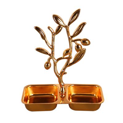 China Disposable Most Selling Luxury Design Gold Bowl Decorative Leaf Nuts And Dates Roll for sale