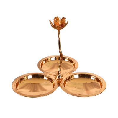 China Ornaments 2021 new style pure copper coffee table decorative tray dried fruit tray style European disposable light luxury key storage for sale