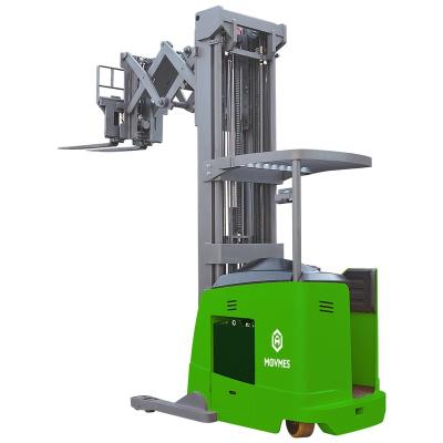 China Hotels Double Electric Scissor Reach Truck Forklift With 9000mm Lift Height for sale