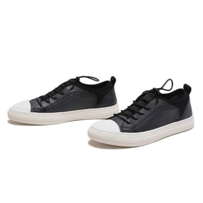 China Wholesale Men's Top Layer Cowhide Shoes China Factory Sports Breathable Lace Up Black Leather Casual Sneakers for sale