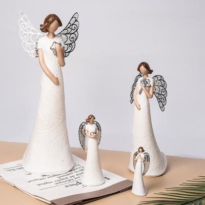 China European Praying Angel Girl Figure Sculpture Home Living Room Wine TV Cabinet Cabinet Resin Handwork Decoration for sale