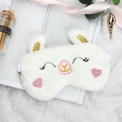 China Anti-Puffiness Kids Sleep Mask Luxury Sleep Embroidery Soft Plush Furry Blindfold Covers Animal Eye Mask for sale