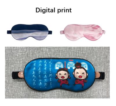 China Anti-Wrinkle 100% Natural Printing Digital Sleep Mask Silk Blindfold Blocks Sleeping Eye Mask Lightweight Adjustable Soft Large Cover for sale