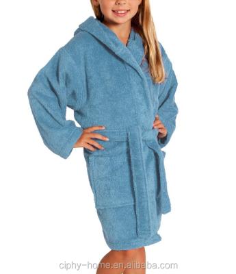 China Cozy 100% Cotton and Softly Hooded Terry Kids Bathrobes Boys and Girls (Light Blue, Small/Medium) for sale