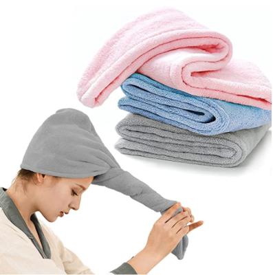 China Towel Sustainable Hair Wrap Cotton Head Drying Towel With Button Dry Hair Cap For Women Long Hair for sale