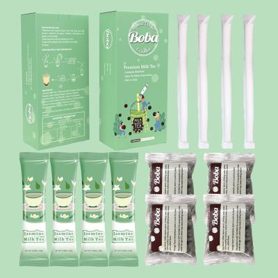 China Premium Milk Jasmine Flavor Tea with Instant Matcha Bubble Tea Kit with Tapioca or Milk Jelly Crystal Boba 4 Servings/Box for sale