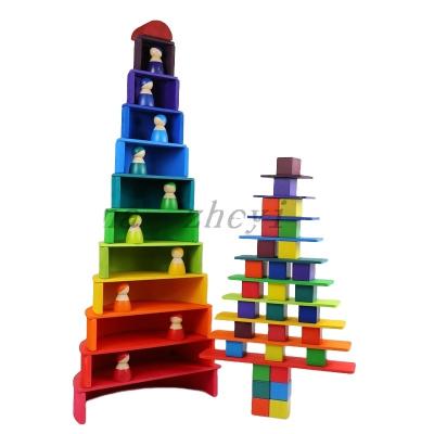 China Wholesale Wooden Building Toys Factory Direct Sale Rainbow Montessori Children Toys Games Role Playing Toys Boys Girls for sale