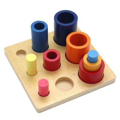 China Building Toy Kindergarten Teaching Aids Rainbow Building Block Circular Shape Color Scale Cognitive Toys for sale