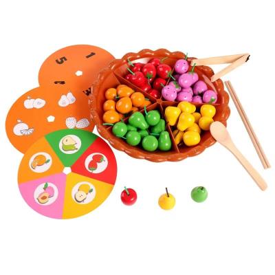 China Toy Children's Early Education Toys Feeding Games Wooden Fruit Tray Family Toys for sale