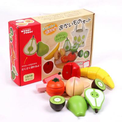 China Wooden Play House Children's Magnetic Fruit Cup To See Kitchen Set Toys for sale