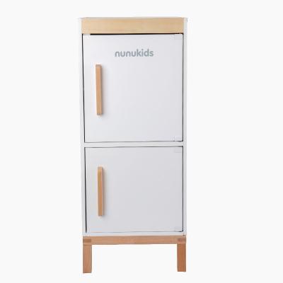 China White Wooden Play Children's Nordic Style Refrigerator Family Kitchen Cooking Set Baby Parent Child Toys for sale