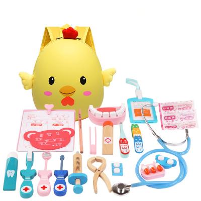 China Play Children's Puzzle Simulation Boys and Girls Home Schoolbag Dentists Toolbox Set Wooden Toys for sale