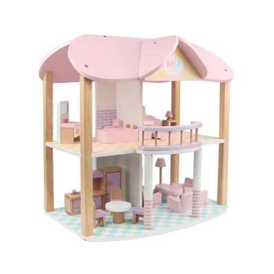 China Play Children's Simulation Rosewood Princess Wooden House Villa Cabin DIY Assembled Wooden Toys for sale