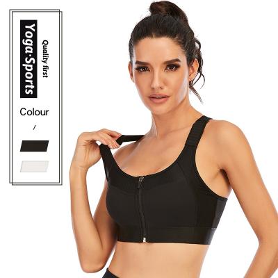 China Plus Size Front Zipper Shockproof Gather Together Sports Bra Crop Top Women Sexy Bra for sale