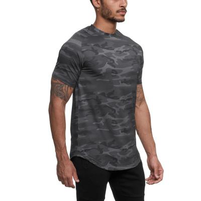 China QUICK DRY Camouflage Mens Workout Gym Workout Short Sleeve Muscle Bodybuilding Gym Wear Custom Mens T-Shirts for sale