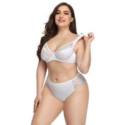 China Large cup 4XL everyday comfortable ultra-thin viable plus size bra and panties sets sexy women underwear for fat girls for sale