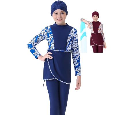 China Plus Size 1-13 Years Kids Teenagers Full Coverage Anti-UV Swimwear 3 Pieces Sets Islamic Girls Muslim Swimwear for sale