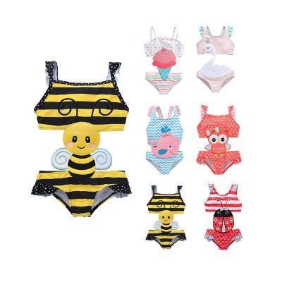 China 2023 Breathable Customized Wholesale Cute Girls Kids Cartoon One Piece Swimsuit Kids Rompers Swimwear for sale