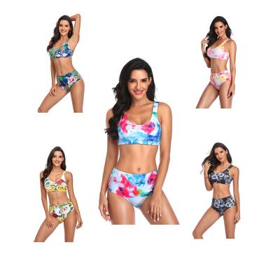 China New Style Breathable Tie Dye Sports Beach Wear Biker Set Women's Swimwear Floral Print Sexy Swimsuits for sale