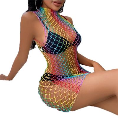 China Hot Selling Breathable Hollow Out Mesh Bodystocking Women Bodystocking Sexy Lingerie Colorful Jumpsuits for sale