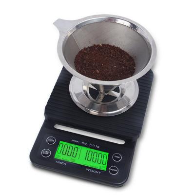 China With Timing Function Electronic Scale Tray Factory Direct Selling Coffee Scale 3kg/0.1g With Plastic Tray Mat Kitchen Scale Food Scale for sale