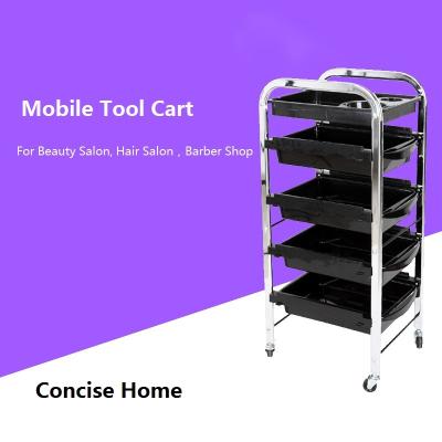 China Storage Hair Salon Tools Five-Layer Concise Home Mobile Trolley Concise Home View Aluminum Alloy Beauty Salon Beauty Barber Shop Trolley Trolley for sale