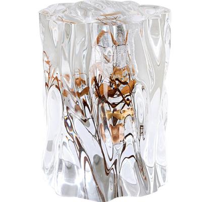 China Modern Most Popular Modern Furniture Art Wooden Hotel Table Top Custom Fashion Embedded Acrylic Embedded Leaves Resin Crystal Chair for sale