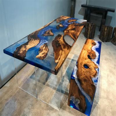 China Modern Most Popular Modern Hotel Furniture Acrylic Custom Table Top Leaves Inside Crystal Clear Resin Chair for sale