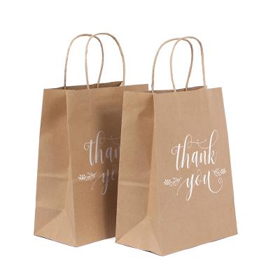 China Recycled Materials China Manufacturer Wholesale Custom Logo Brown Kraft Packaging Gift Recycle Bag Kraft Paper Shopping Bags With Handles for sale