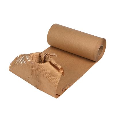 China Recycled Materials Packaging Paper Honeycomb Cushioning Wrap Paper Rolls Perforated Eco Friendly Kraft Paper Wrapping Paper For Moving Gift Wrapping for sale