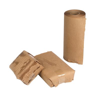 China Recycled Paper Roll Wrapping Materials 30CM*40M Hex Honeycomb Craft Kraft Paper Wrapping Paper Honeycomb Wrapper paper for sale