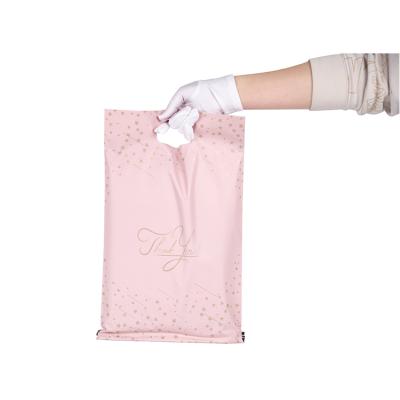 China BIODEGRADABLE Logo Pink Eco-Friendly Clothing Packaging Poly Custom Biodegradable Ads Shipping Bag With Handle for sale