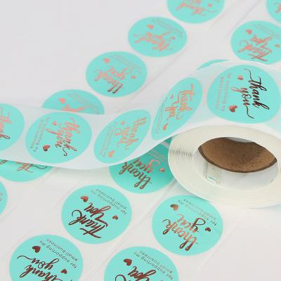 China Waterproof Custom Printing Logo Thank You Stickers 500 Pcs 1.5 Inch Self Adhesive Packaging Roll Label Stickers for sale