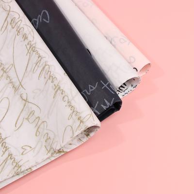 China Logo Gift Custom Printed White Floral Tissue Paper Roll Wrapping Paper Biodegradable Biodegradable Floral Wrapping Roll for Clothing for sale