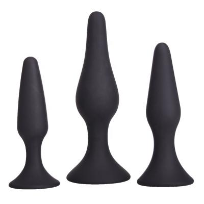 China Hot Selling Vestibular Masturbation Anal Butt Plugs 3Pcs/Set Silicone Plugs Trainer Kit Adult Anal Training Soft Bead Butt Plug Anal Toy For Man for sale