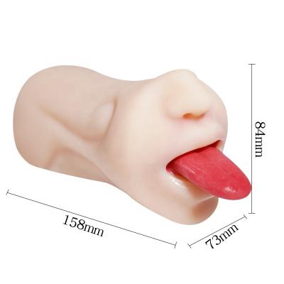 China Realistic Cat Vaginal Tongue Licking Male Venting Vagina And Mouth Masturbation Two Way Tape With Tongue Male Masturbator for sale