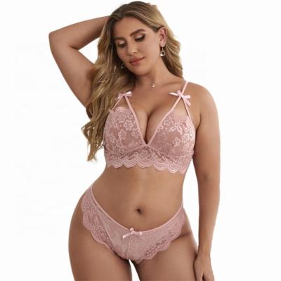 China Lady Women's Underwear Suit 2 Pieces Stretch Lace Lingeries Sets For Women Girls Plus Size Sexy Lace Lingerie Sets for sale