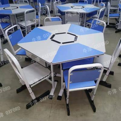 China Comfortable simple modern splicing trapezoidal negotiation t of conference table school tutoring class office reading room desk chair for sale